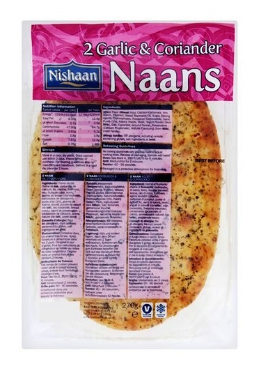 Focacce Naan con aglio e coriandolo - Nishaan 260 g. (2 pezzi)